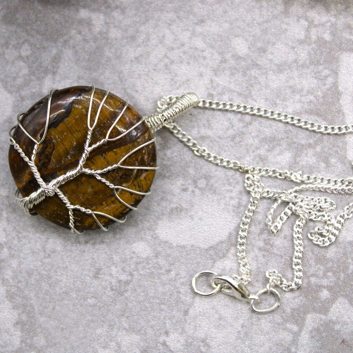 Tree of Life Gemstone Necklace - Tiger Eye